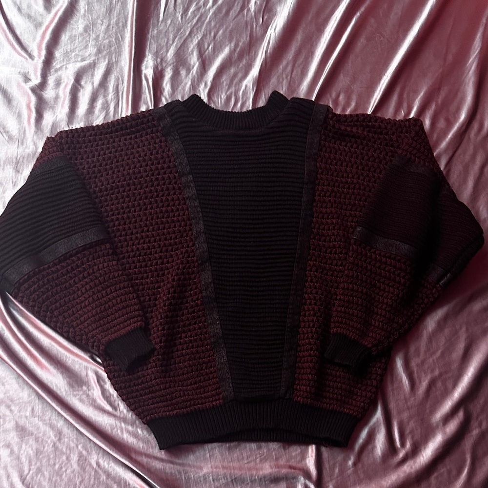Vintage Bomber Burgundy Knit Sweater